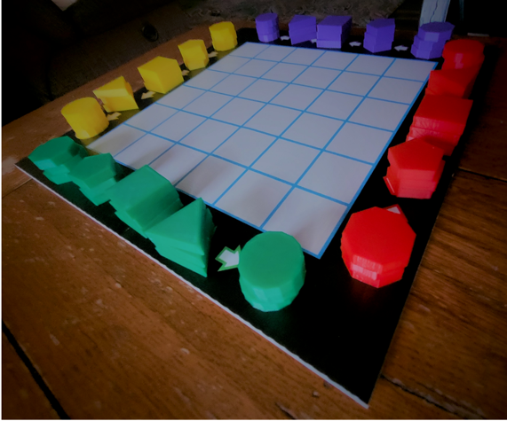 Abstract game board with pieces